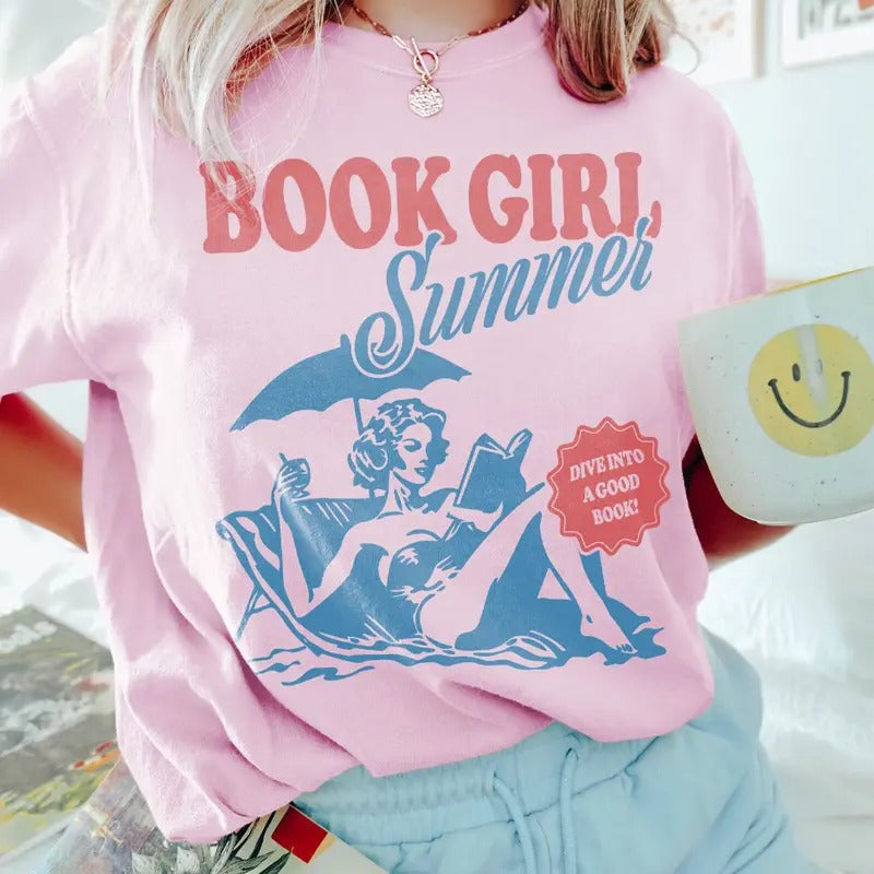 Book Girl Summer Shirt  Beach Book Lover Summer Bookish Funny Reader Oversized Beach Shirt Bookish Vacation Shirt Coconut...