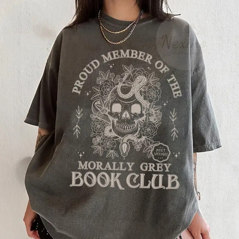 Bookish Merch Morally Grey Book Club Shirt- Book Lover Gift, Funny Reading Shirt, Smut Reader Spicy Books Tee Dark...