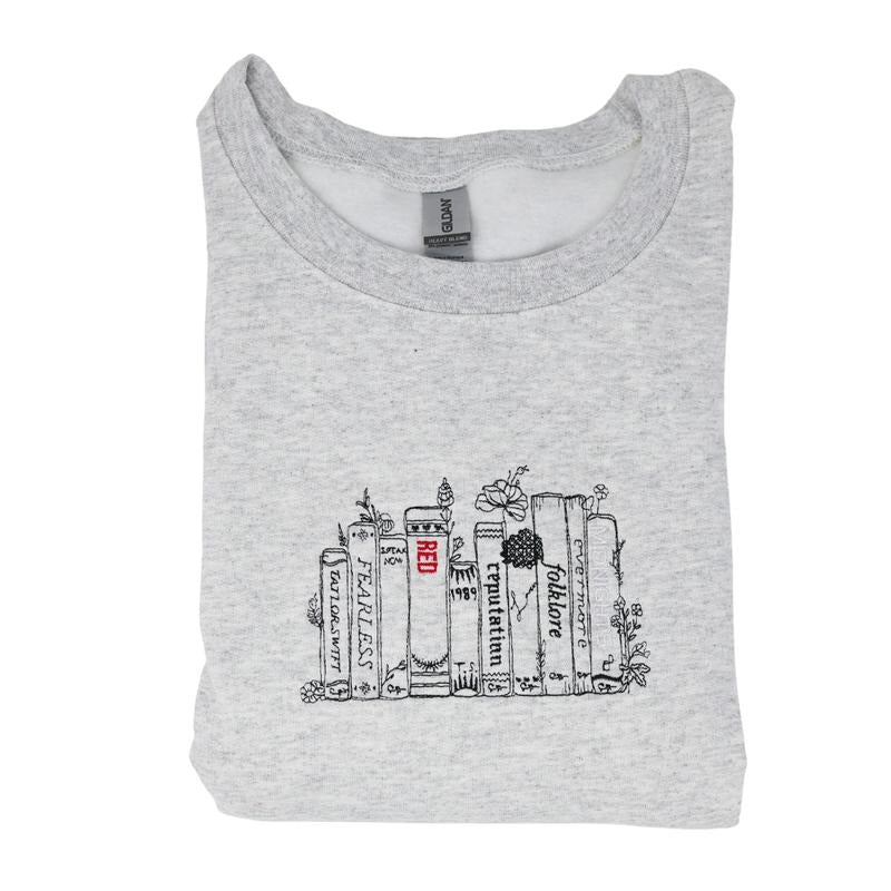 Books Embroidered Cotton Sweatshirt, Books Sweater Pullover Classic Womenswear T-Shirts, Hoodie | PrintMintTees.com