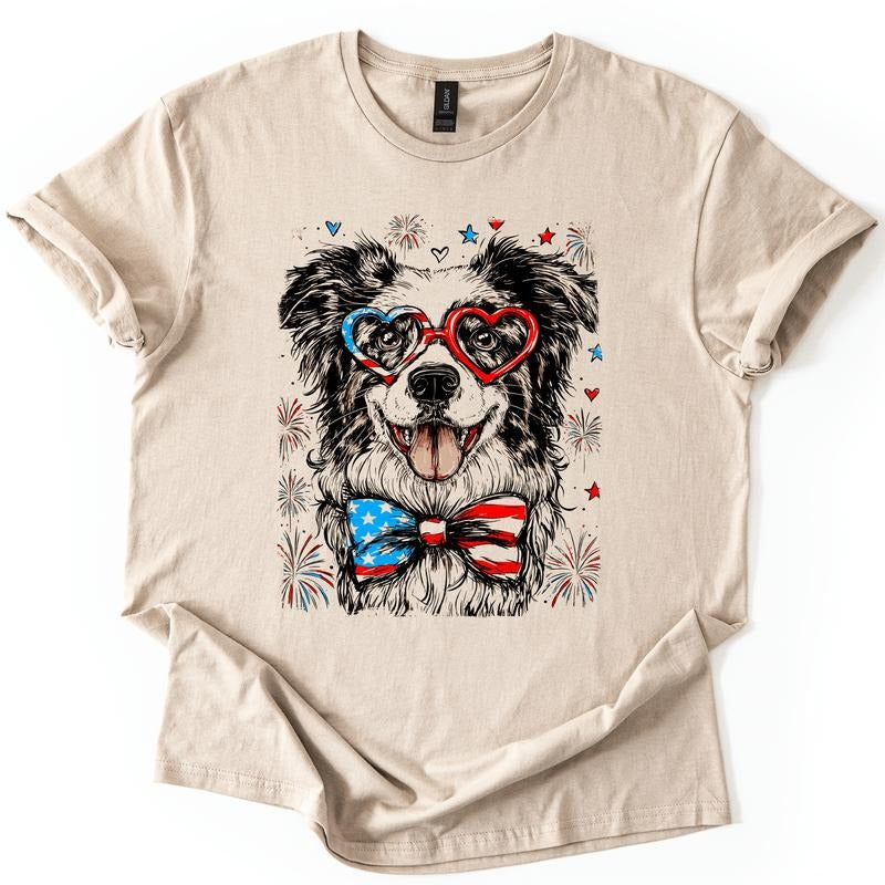 Border Collie Patriotic Dog USA America Pet Lover 4th July Soft Soft T-Shirts, Hoodie, Sweatshirt