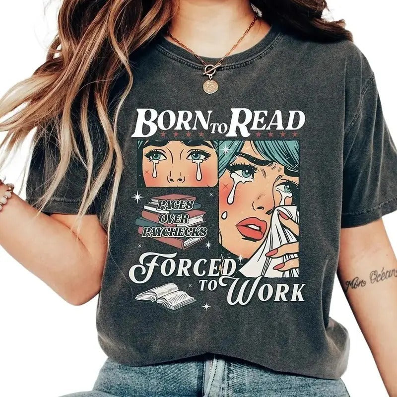 Born To Read Bookish Shirt, Funny Reader Book Addict Tee, Spicy Books Sweater, Smut Shirt, Aesthetic Womens Tshirt Hoodie...