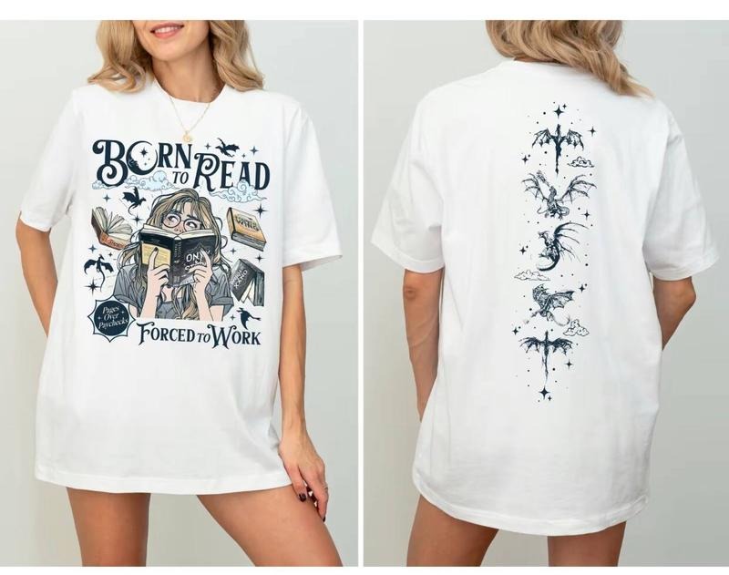 Born To Read Onyx Storm  Shirt, Forced To Work Tshirt Women, Fourth Wing Tshirt, Dragon Rider Tee, Fantasy Book Lover Tee...
