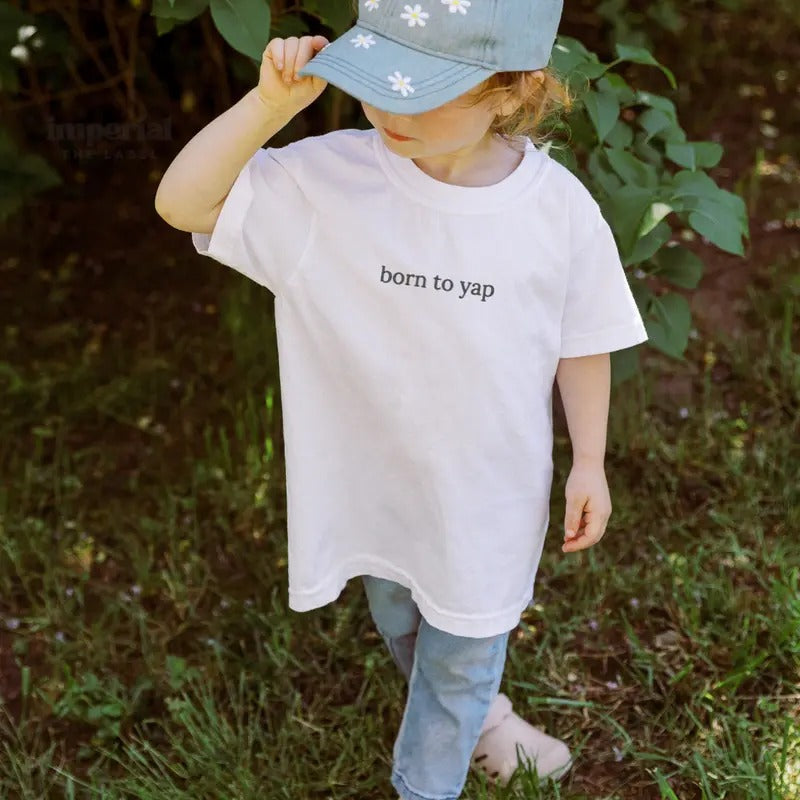 Born To Yap Embroidered Youth Sweatshirt, Funny Kids Crewneck, Cute Kids Sweater, Cozy Youth Pullover, Trendy Kids...