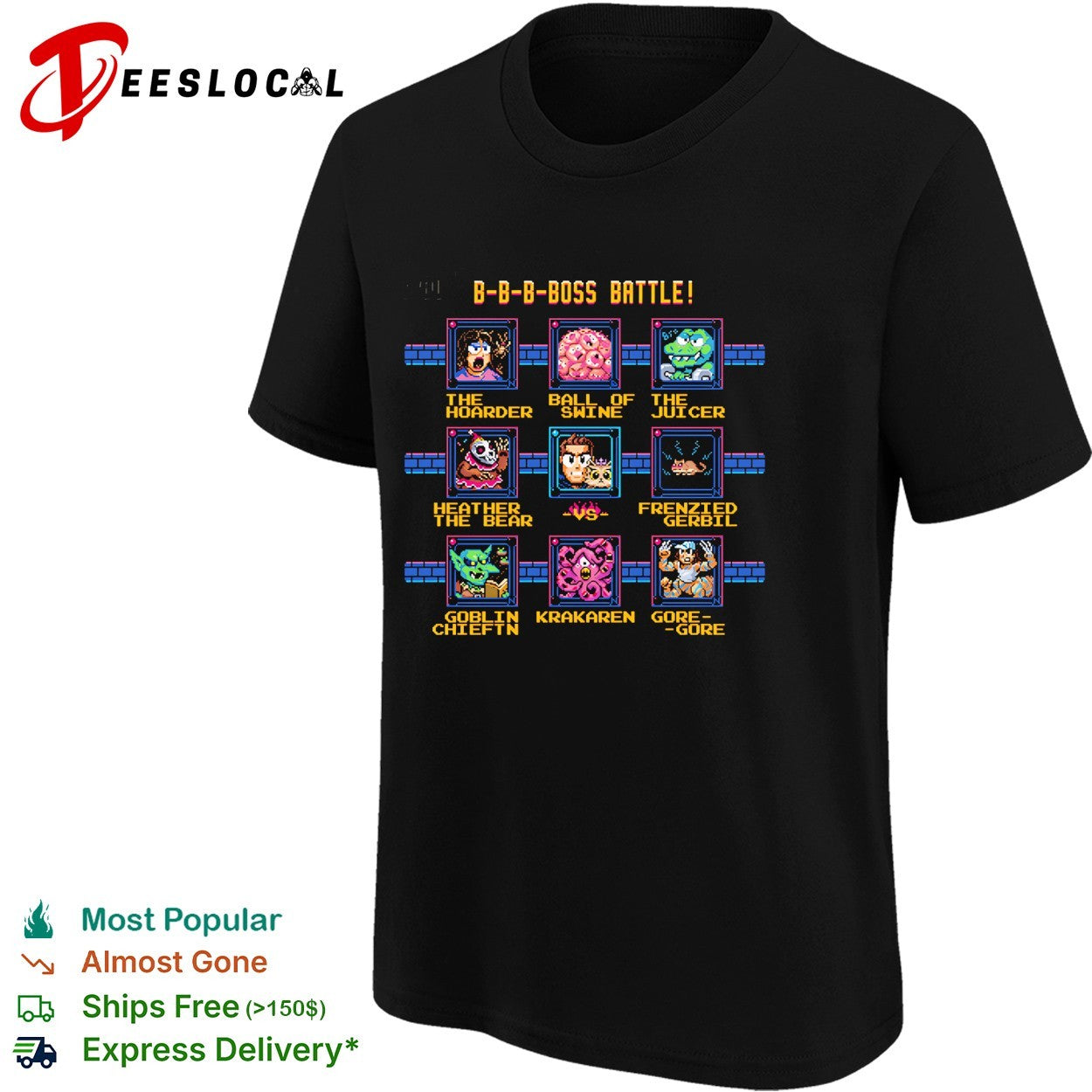 Boss battle pixel game parody shirt