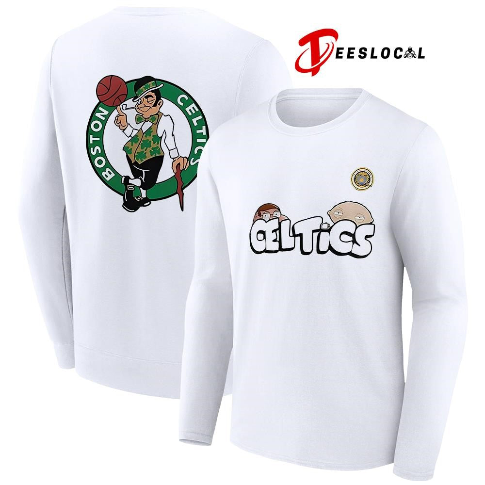 Boston Celtics x Family Guy cartoon mascot shirt
