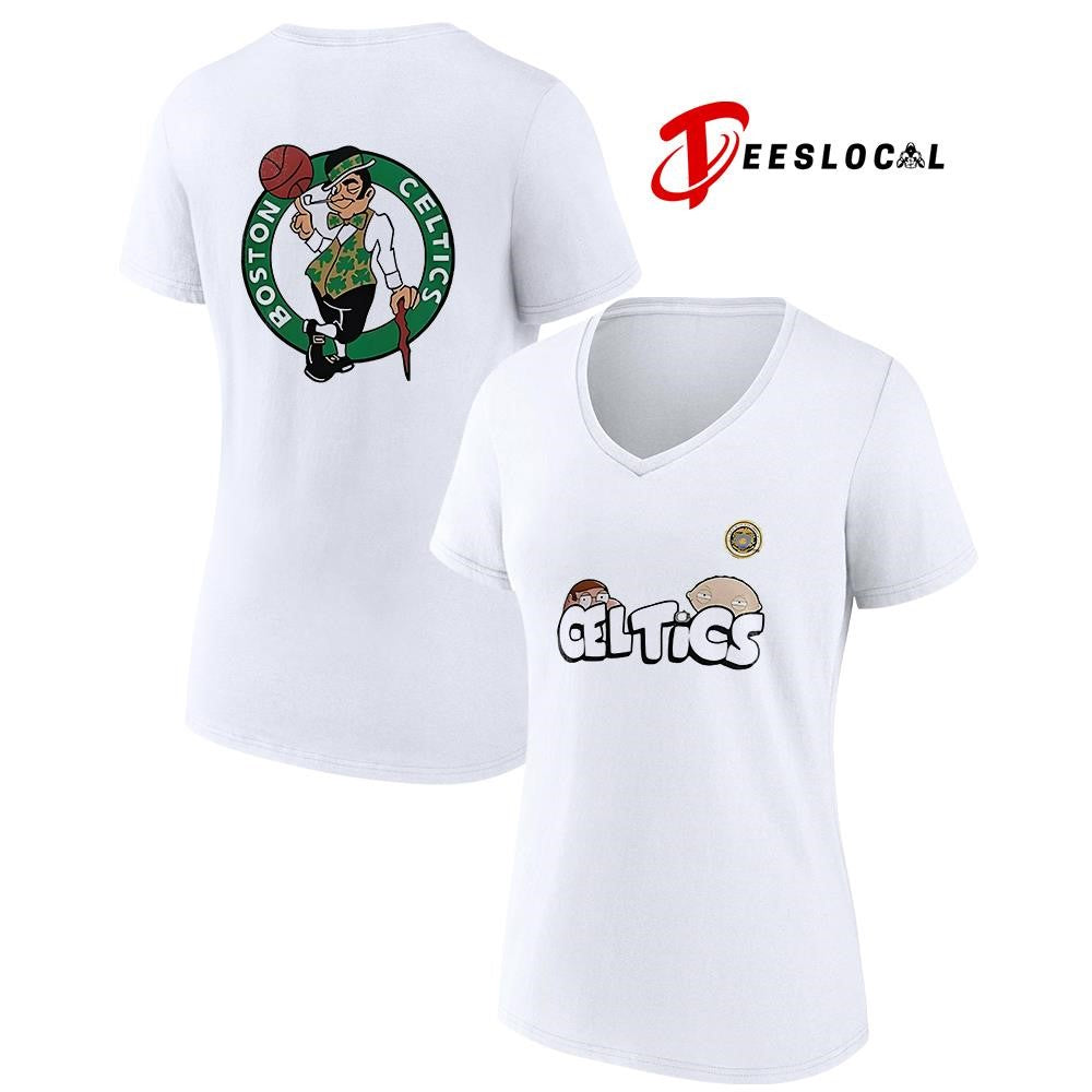 Boston Celtics x Family Guy cartoon mascot shirt