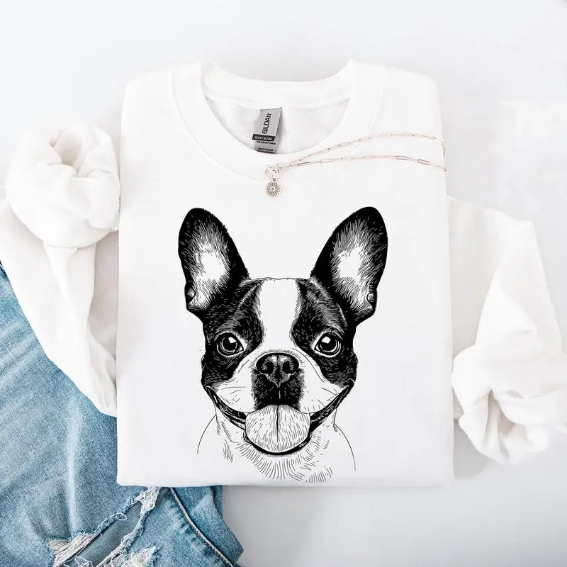 Boston Terrier, Pet, Dog Breed Sweatshirt, Crew Neck, Women's, Crewneck Shirt Hoodie | PrintMintTees.com