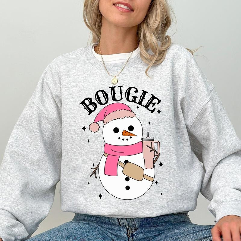 Bougie Snowman, Christmas, Santa, Winter, Snow, Xmas Sweatshirt, Women's Crew Neck, Crewneck T-Shirts, Hoodie