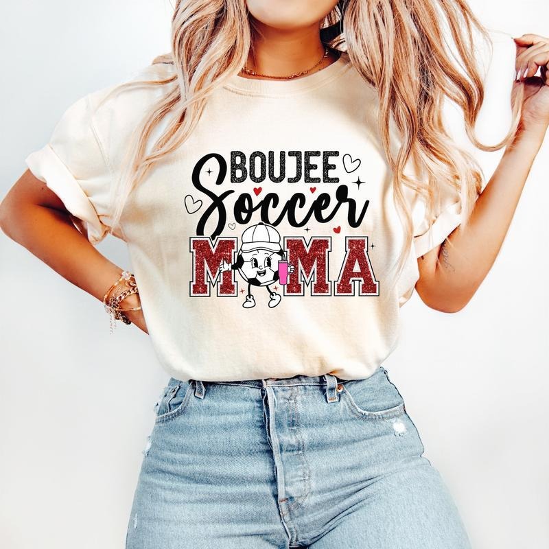 Boujee Soccer Mama T-Shirt, Soccer T-Shirt, Sports T-Shirt, Trendy Retro Mom T-Shirt,, tshirt hot trend 2025 Hoodie...