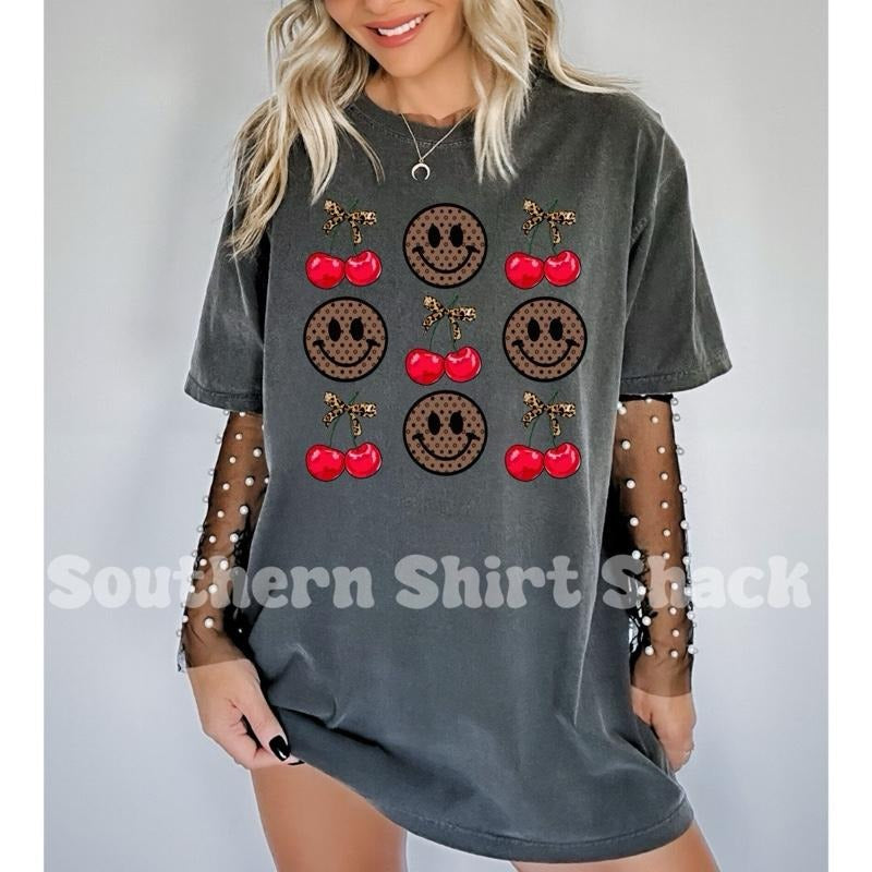 Boujee smiley cherries T shirt  | Pepper comfort colors t shirt Hoodie Sweatshirt | PrintMintTees.com