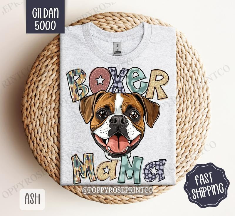 Boxer Mama Shirt Gildan, Dog Mom Women's Tee, Cute Mama Women's Tshirt Plus Sizes Hoodie Sweatshirt | PrintMintTees.com