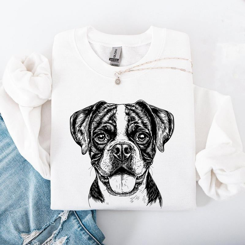 Boxer, Pet, Dog Breed Sweatshirt, Crew Neck, Women's, Crewneck Shirt Hoodie | PrintMintTees.com