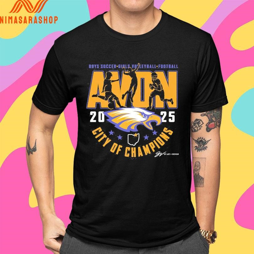 Boys Soccer Girls Volleyball Football Avon City Of Champions 2025 Shirts