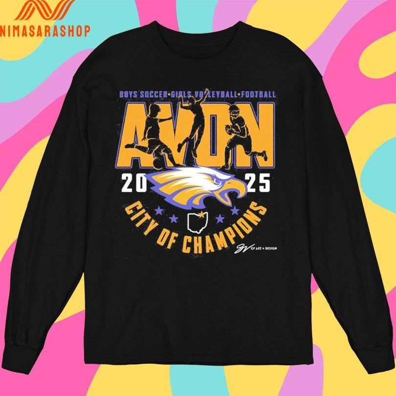 Boys Soccer Girls Volleyball Football Avon City Of Champions 2025 Shirts