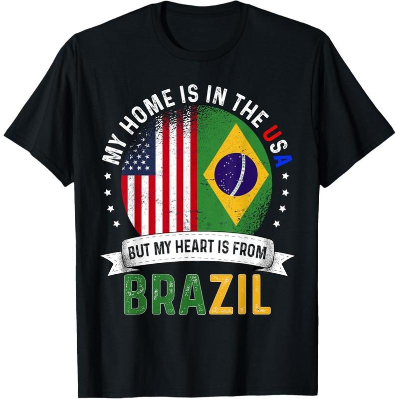 Brazilian American Patriot Heart is from Brazil Flag T-Shirt made in usa Hoodie Sweatshirt | PrintMintTees.com