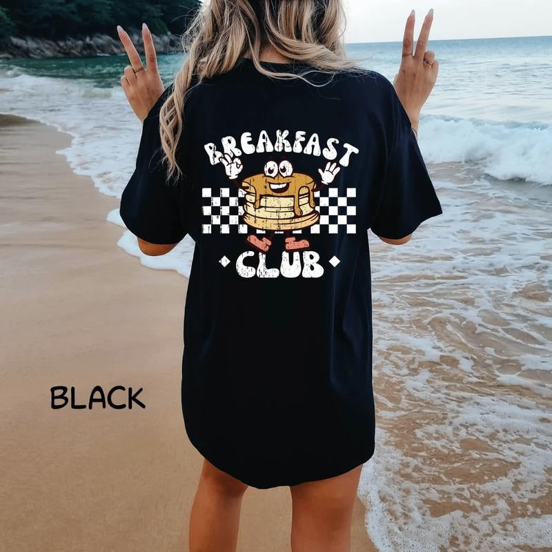 Breakfast Club T-Shirt Back, Aesthetic Retro T-Shirt, Pancake Tee Back, Grunge Hippie Tee, I Love Breakfast Club Shirt...
