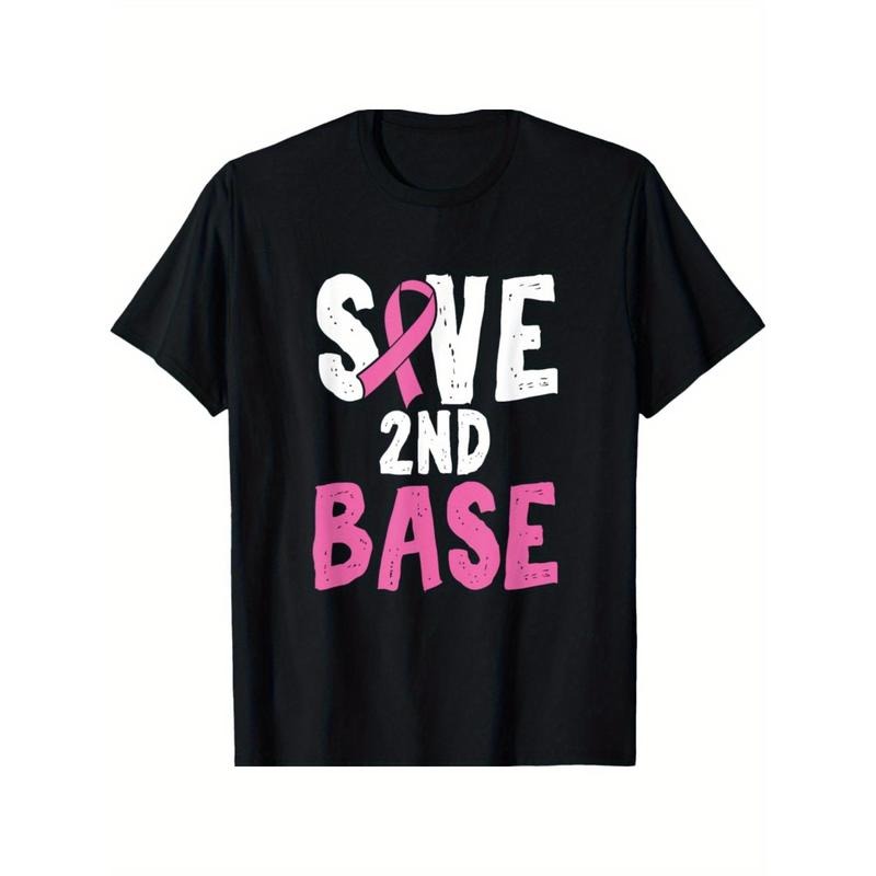 Breast Cancer Awareness Month Saves Second Base T-Shirt Made in USA Hoodie Sweatshirt | PrintMintTees.com
