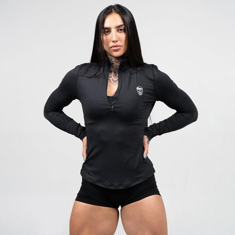 Breathable Women's Gymreapers Quarter Zip T-Shirt for Optimal Performance, Summer Season Hoodie Sweatshirt