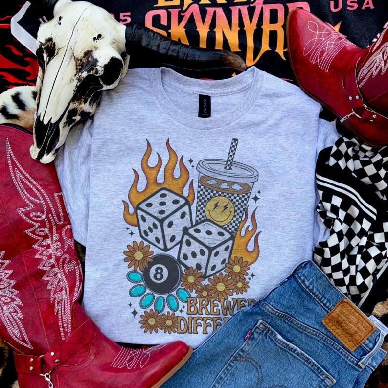 Brewed Different Edgy Coffee Shirt Vintage Western Cowgirl Outfits Western Stuff Tops Country Concert Outfits Western Clothes Shirt Hoodie Sweatshirt