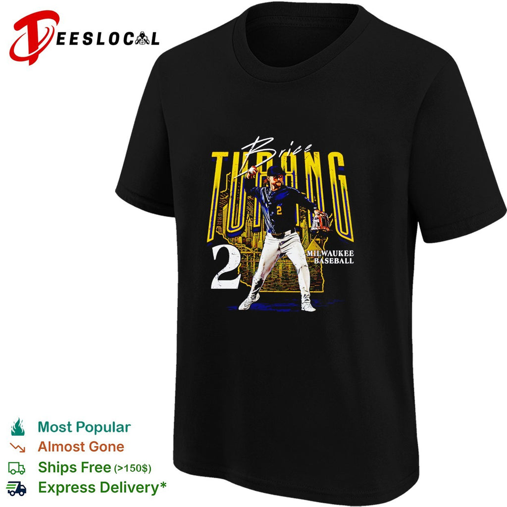 Brice Turang Milwaukee Brewers baseball number 2 shirt