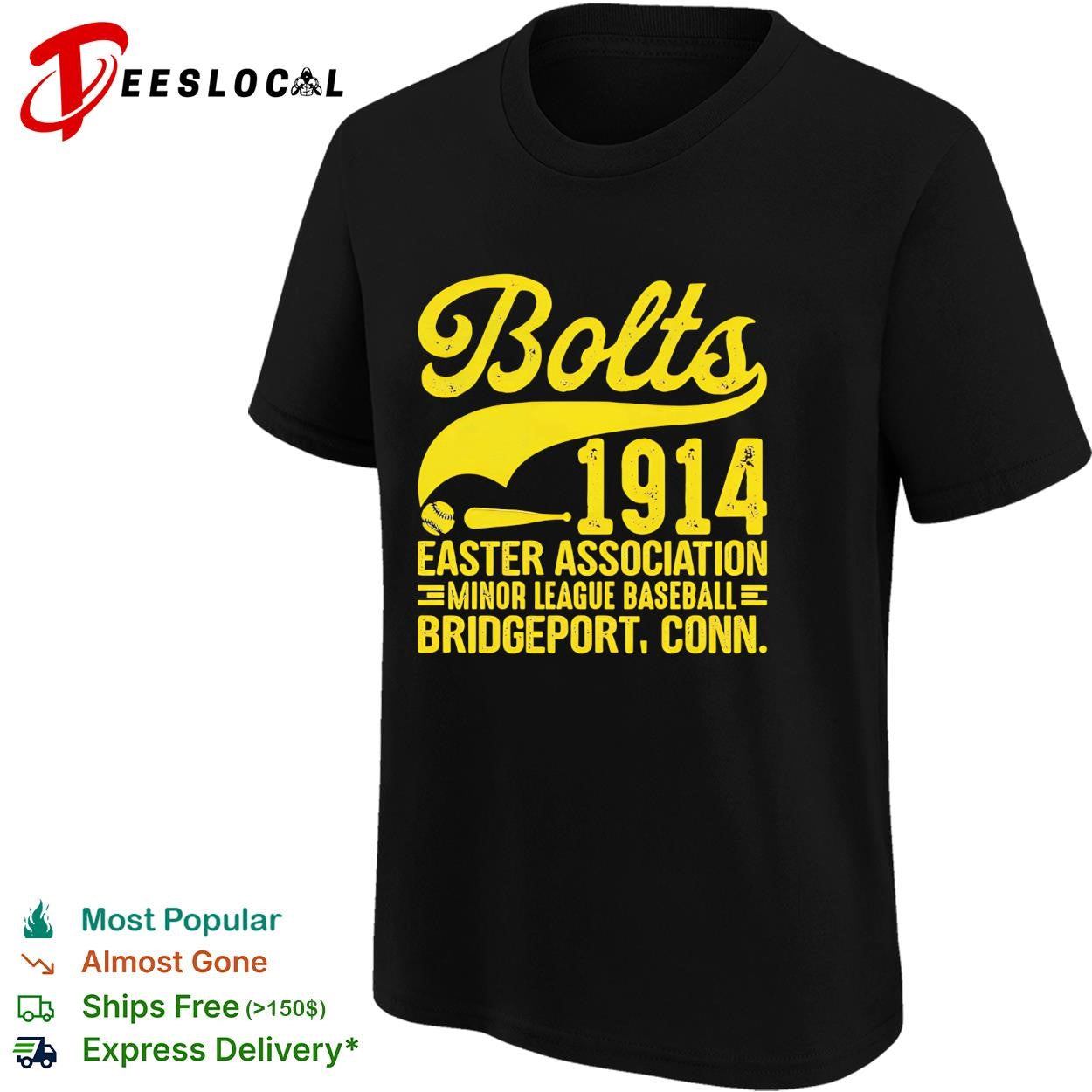 Bridgeport Bolts baseball bat 1914 Easter Association minor league Conn shirt