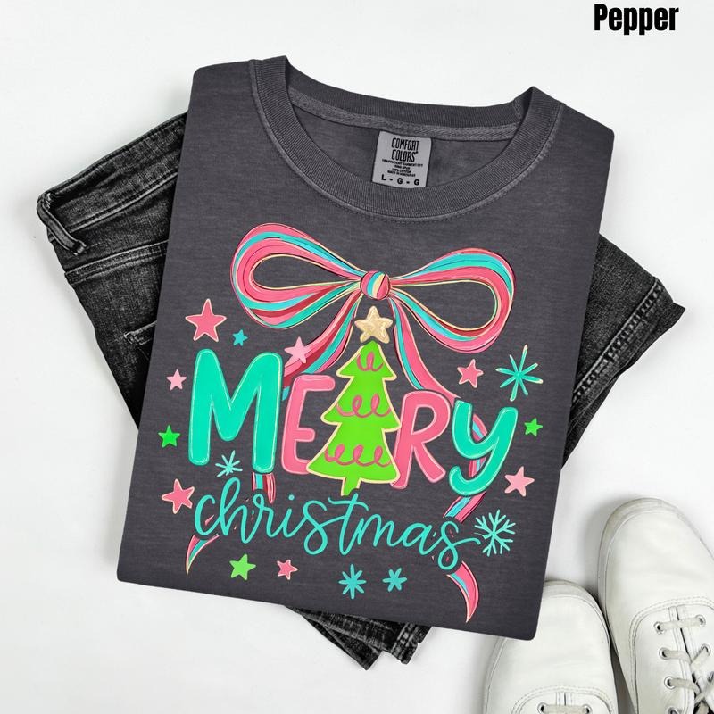 Bright Merry Christmas Comfort Colors T-Shirt 'NLB' Hoodie, Sweatshirt | PrintMintTees.com