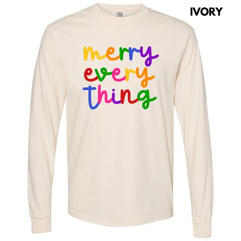 Bright Merry Everything Long Sleeve Comfort Colors T-Shirt 'NLB' Hoodie, Sweatshirt | PrintMintTees.com