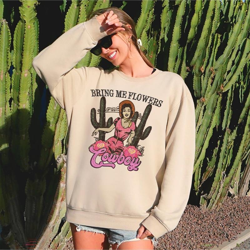 Bring Me Flowers Cowboy, Western, Country, Sweatshirt, Valentine's Day, Crew Neck, Women's, Crewneck, Valentine's Day,...