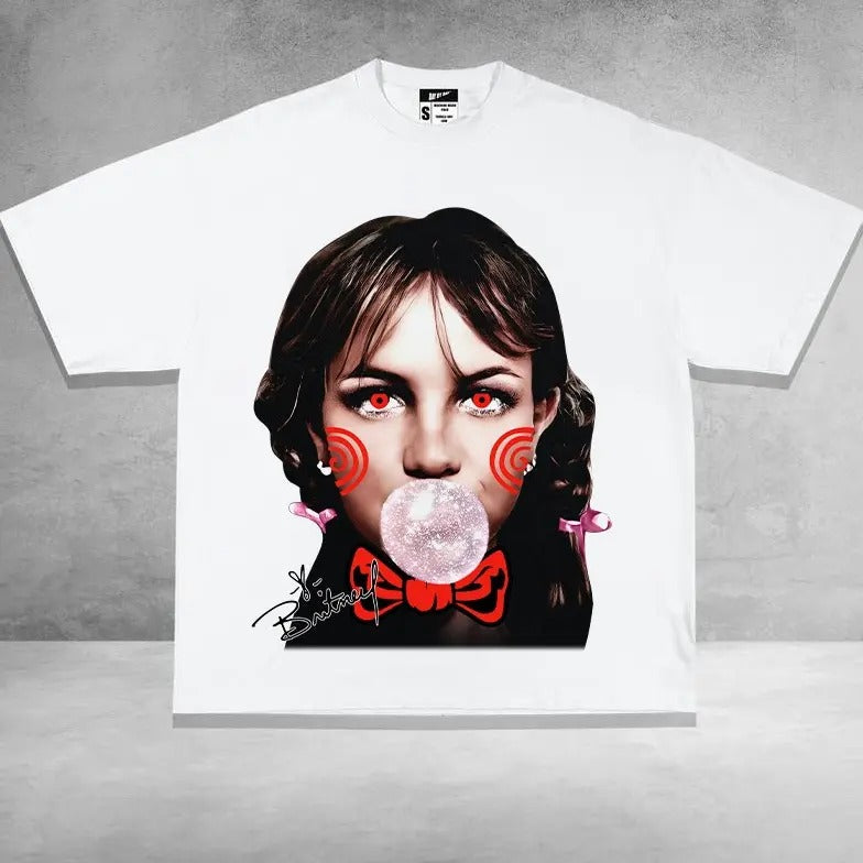 Britney Baby Cosplay Annabelle Halloween Big Face Graphic T-shirt Hoodie Sweatshirt | PrintMintTees.com