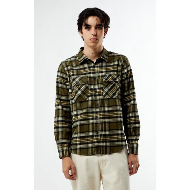 Brixton Men's Bowery Flannel Shirt Hoodie Sweatshirt | PrintMintTees.com