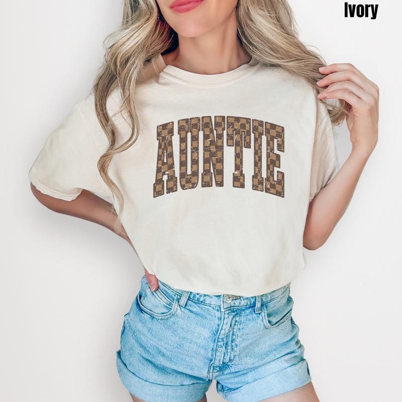 Brown Checker Auntie Comfort Colors T Shirt 'NLB' Shirt Hoodie Sweatshirt