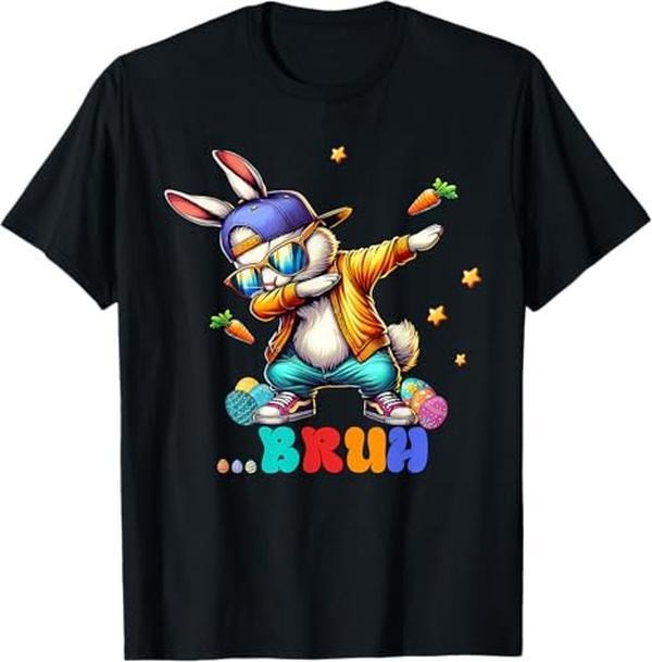 Bruh Dab Bunny Easter Funny Kids Toddler Boys Mens Easter T-Shirt, Graphic tee, Fashion Cotton, Gift for her, Gift for...