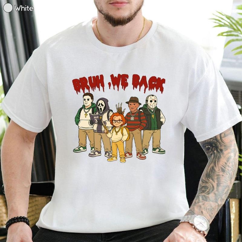 Bruh We Back Shirt, Horror Back To School Shirt, Trending Graphic Shirt Hoodie Sweatshirt | PrintMintTees.com