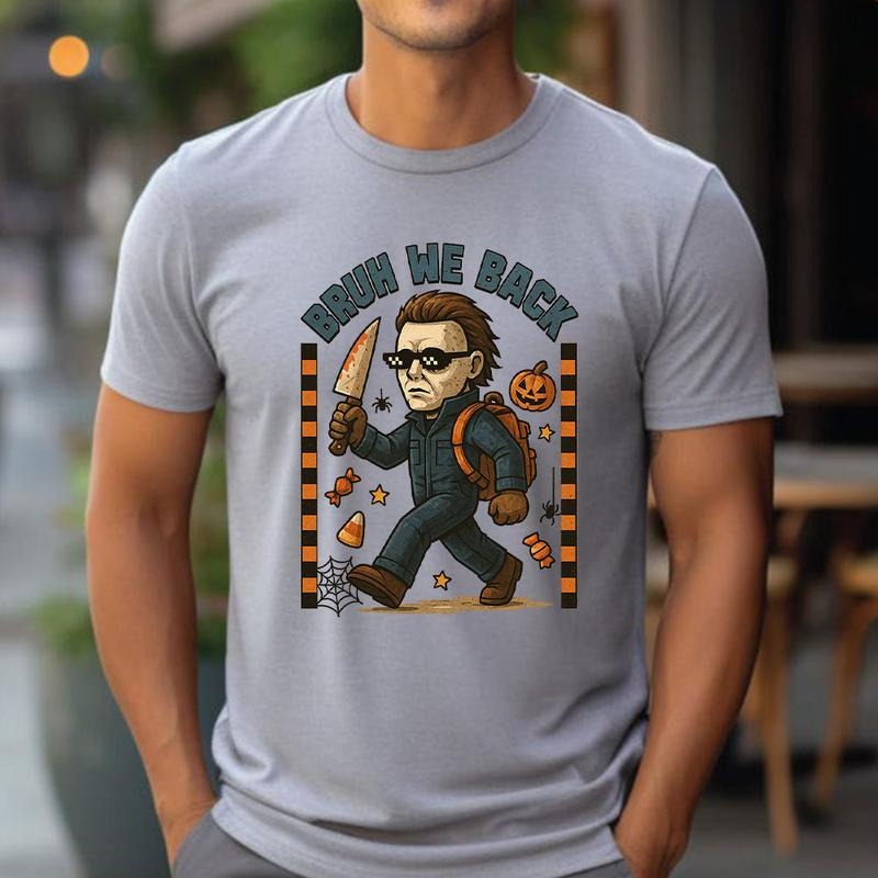 Bruh We Back Shirt, Horror Back To School Shirt, Trending Graphic Shirt style 02 Hoodie Sweatshirt | PrintMintTees.com