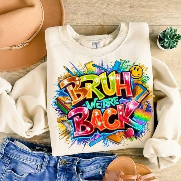 Bruh We are Back Shirt, Back to school Shirt, Retro School Shirt ,Teachers, Students, Funny Teacher Quote  T-shirt,...