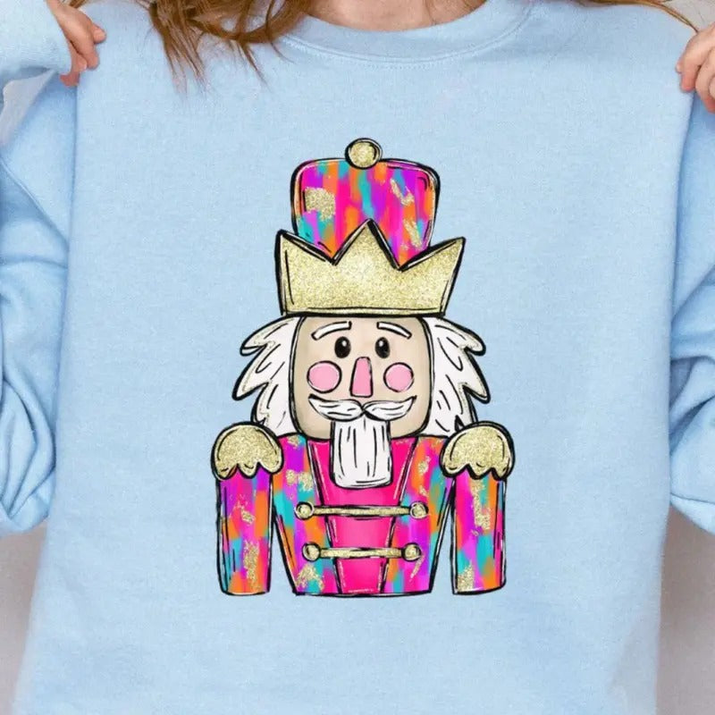Brushed Colorful Nutcracker NuBlend Crew Sweatshirt  CHRISTMAS 2024 Shirt Hoodie | PrintMintTees.com