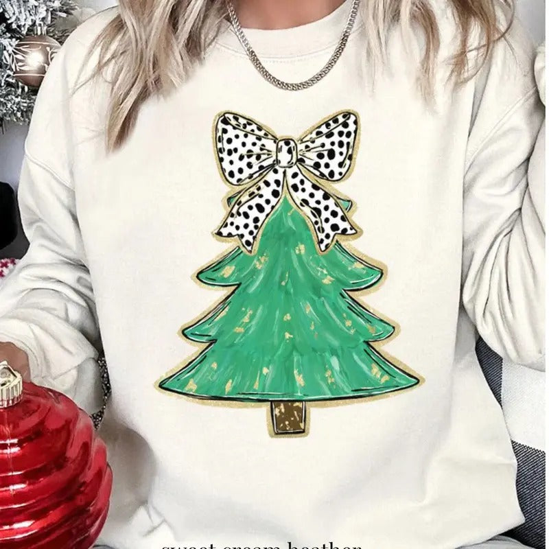 Brushed Green Christmas Tree NuBlend Crew Sweatshirt  CHRISTMAS 2024 Shirt Hoodie | PrintMintTees.com
