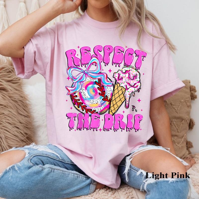 Brushstroke Baseball Coquette Baseball Ice Cream Drip T-Shirt, Baseball Mama Shirt, Mother's Day Gift, Game Day Baseball...