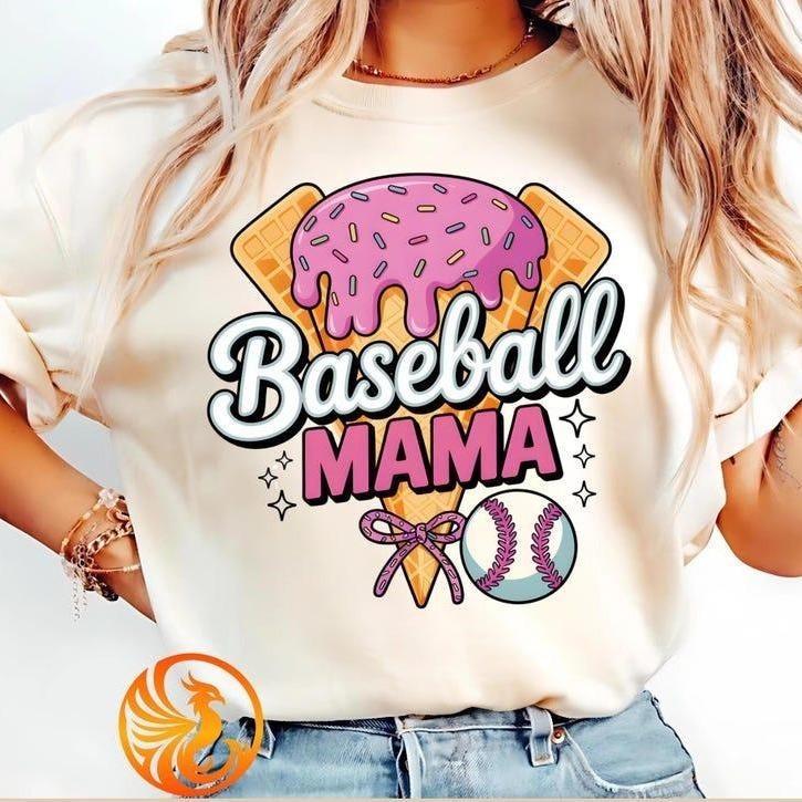 Brushstroke Baseball Drip Tee, Coquette Mama Print, Stylish Sport Fashion, Womenswear Top shirts Hoodie Sweatshirt