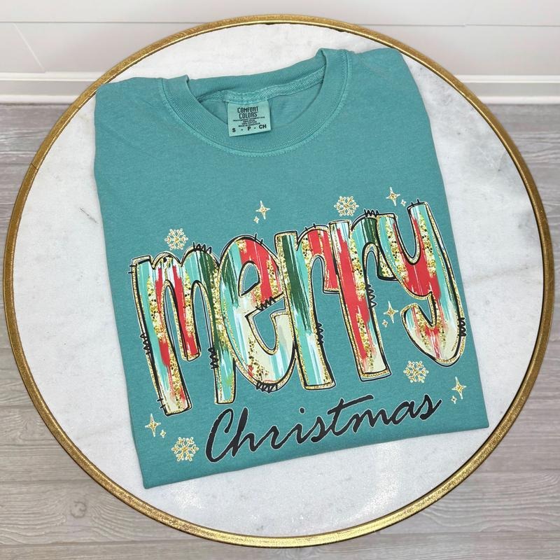 Brushstroke Merry Christmas Comfort Colors T-Shirt 'NLB' Hoodie, Sweatshirt | PrintMintTees.com