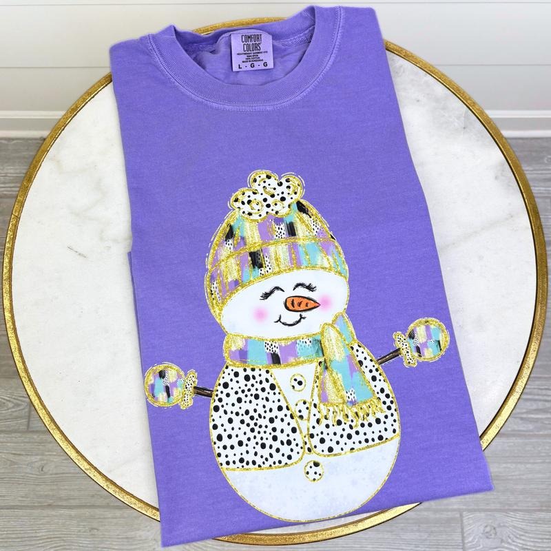 Brushstroke Snowman Purple Comfort Colors T-Shirts, Hoodie, Sweatshirt