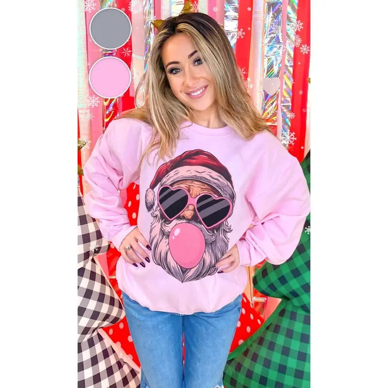 Bubble Gum Santa Christmas Graphic Sweatshirt Shirt Hoodie | PrintMintTees.com