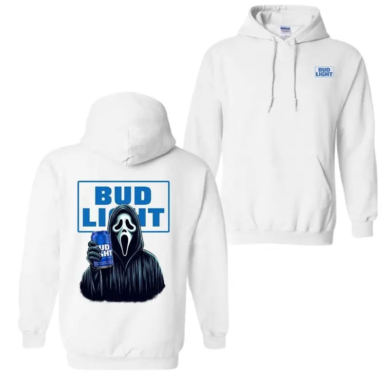 Bud Light Face Halloween 2 Sided Hoodie, Bud Light T-Shirt For Men And Women Sweatshirt | PrintMintTees.com