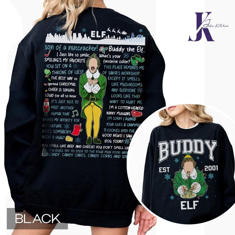 Buddy Elf Christmas Sweatshirt, Buddy Elf Est 2001 Tee Shirt, Elf Movie Xmas Sweater, Christmas Movie Sweater, Xmas...