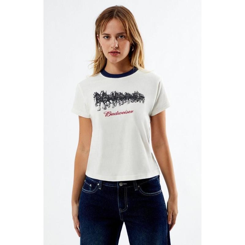 Budweiser Women's By PacSun Holiday Mini T-Shirt Hoodie Sweatshirt | PrintMintTees.com