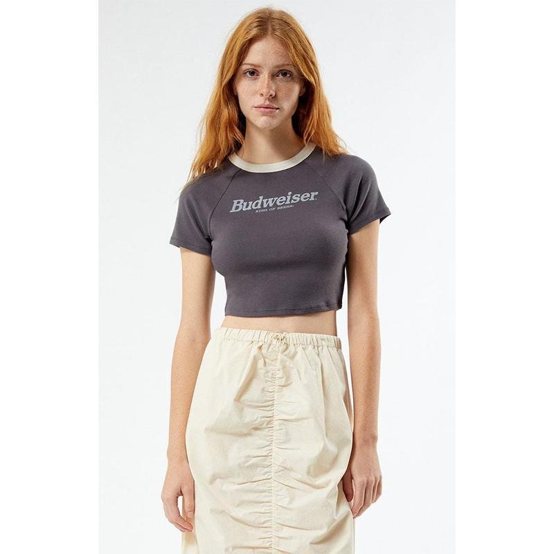 Budweiser Women's By PacSun King Of Beers Cropped T-Shirt Hoodie Sweatshirt | PrintMintTees.com