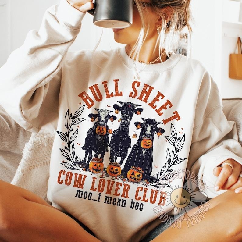 Bull Sheet Shirt, Halloween Shirt, Bull Shirt, Ghost Cows Shirt, Funny Cow Shirt, Fall Shirt, Cow Lover Shirt, Spooky...