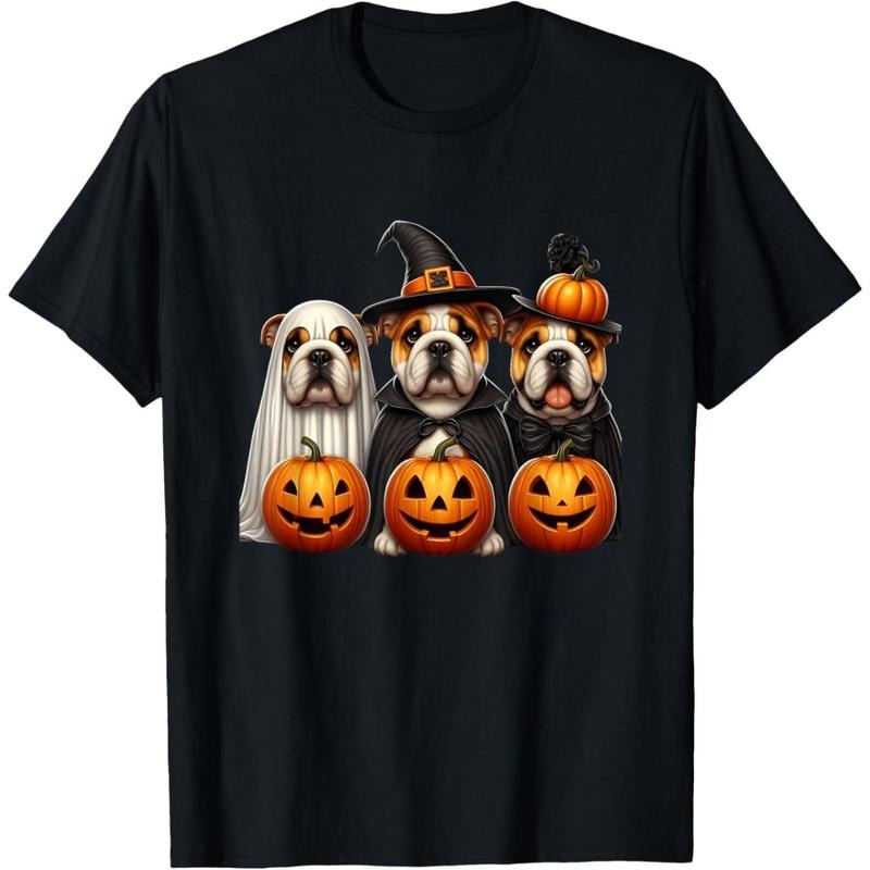 Bulldog Ghost Halloween Dog Lovers T-Shirt . made in usa Hoodie Sweatshirt | PrintMintTees.com