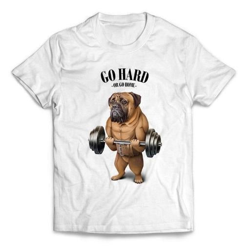 Bullmastiff Dog Weightlifting in Fitness Gym - Short-Sleeve Unisex T-Shirt Made in USA Hoodie Sweatshirt | PrintMintTees.com