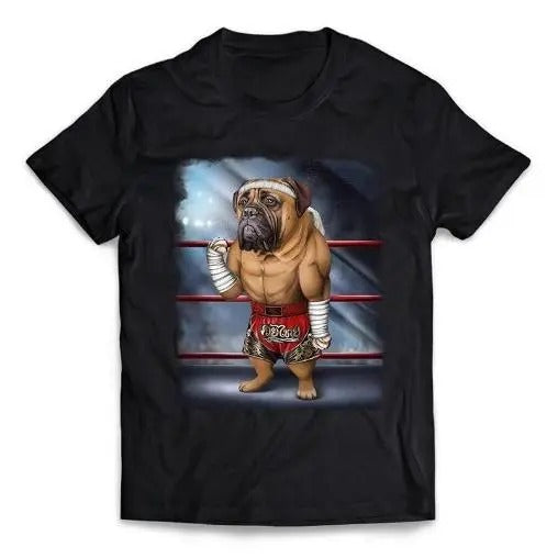 Bullmastiff Dog as Muay Thai Kick Boxing Champion - Short-Sleeve Unisex T-Shirt Made in USA Hoodie Sweatshirt